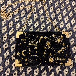 Black Velvet Constellation Celestial Clutch
